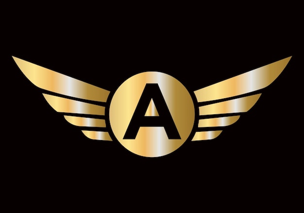 Una letra de diseño de logotipo de transporte Símbolo de ala para la señal de carga