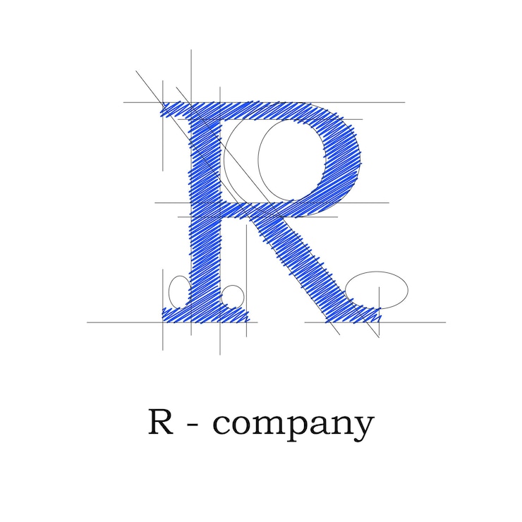 Vector letra de diseño de signo vectorial r