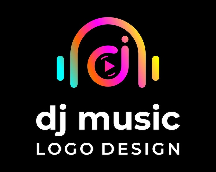 Vector letra dj monograma música disc jockey diseño de logotipo.