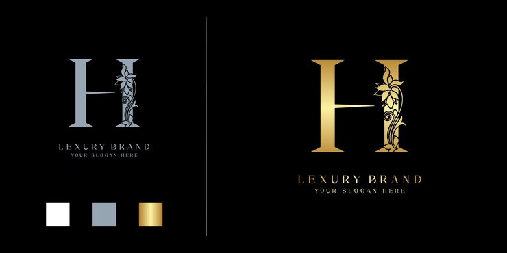 Vector letra dorada h nombre creativo iniciales monograma logotipo moderno mínimo