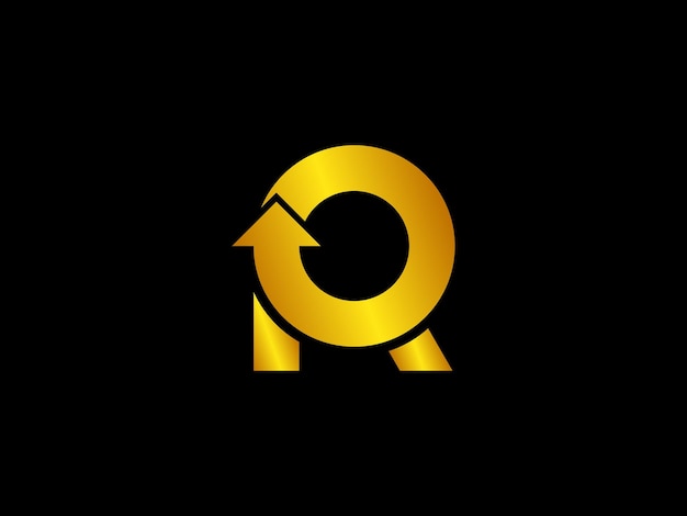 Letra dorada ok con un logo de círculo y flecha
