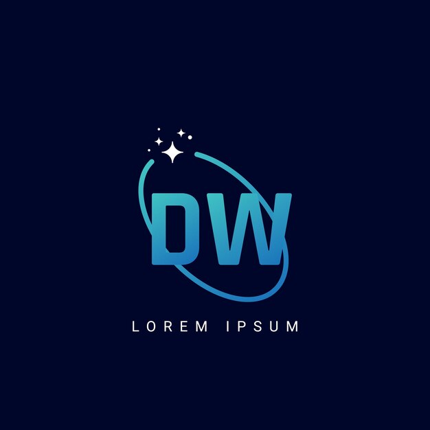 Letra DW WD con el logotipo del estornino Logotipo de la estrella
