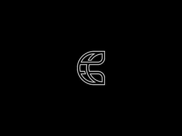 Letra e blanca con un diseño en espiral sobre un fondo negro