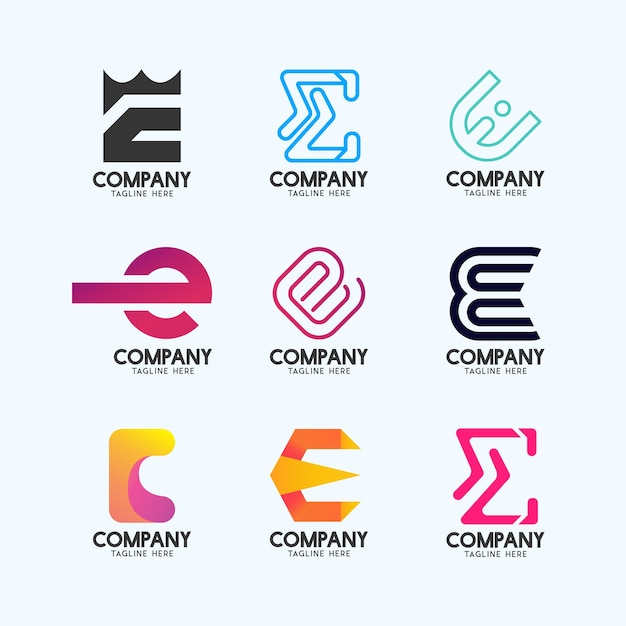 Letra E Colección de logotipos abstractos modernos Alfabeto Logotipo geométrico para todo tipo de negocios