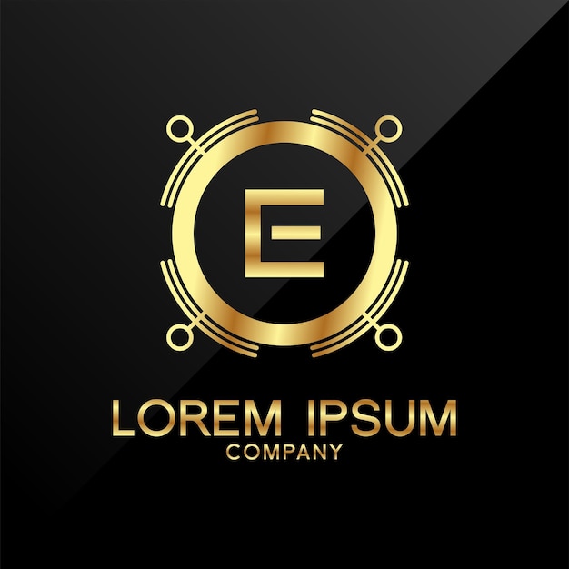Vector letra e corona golden premium logo design
