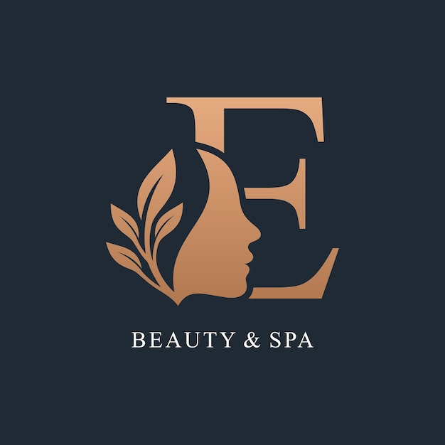 Letra E con diseño de logotipo de belleza concepto único Vector Premium