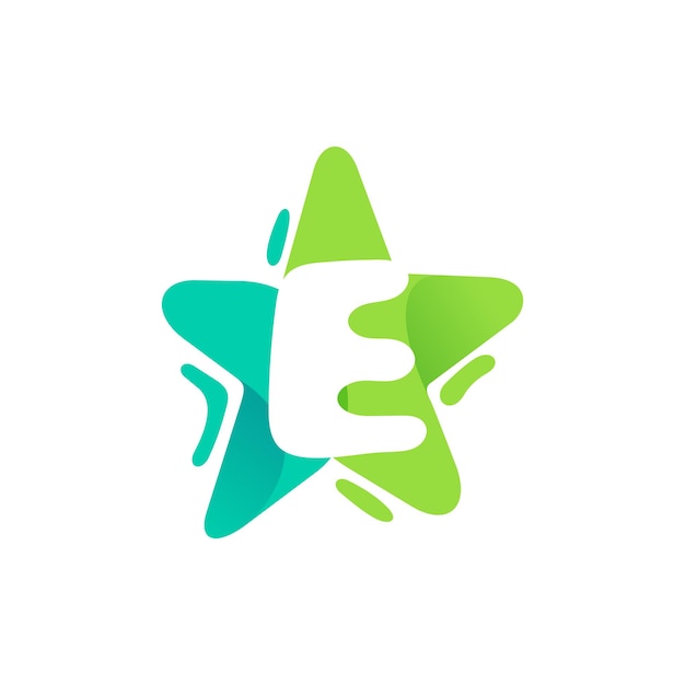 letra E diseño del logotipo letra E con combinación de estrellas elemento de plantilla de diseño plano del logotipo