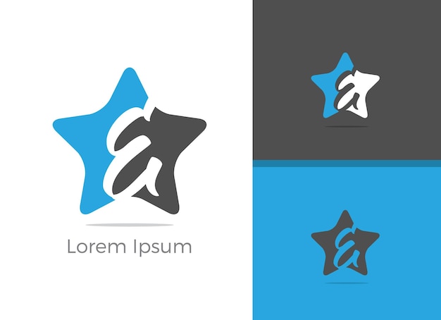 Letra E diseño de logotipo letra E en icono de vector estrella