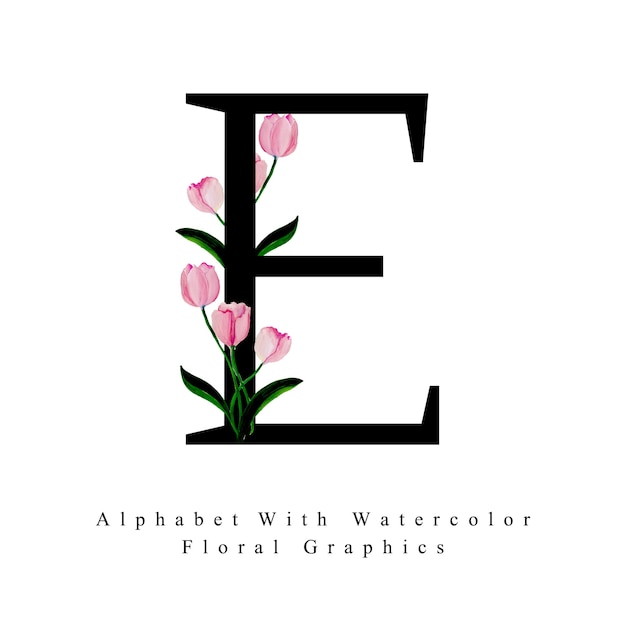 Vector letra e fondo floral acuarela