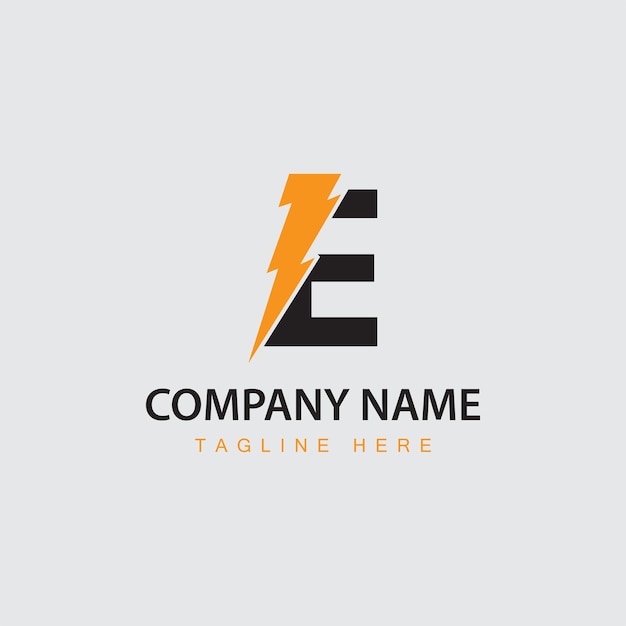 Letra E inicial con diseño vectorial del logotipo Lightning Bolt