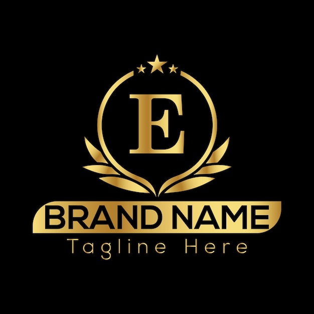 La letra E Inicial La plantilla de logotipo de lujo Premium El logotipo de oro El concepto de la letra E El diseño del logotipo