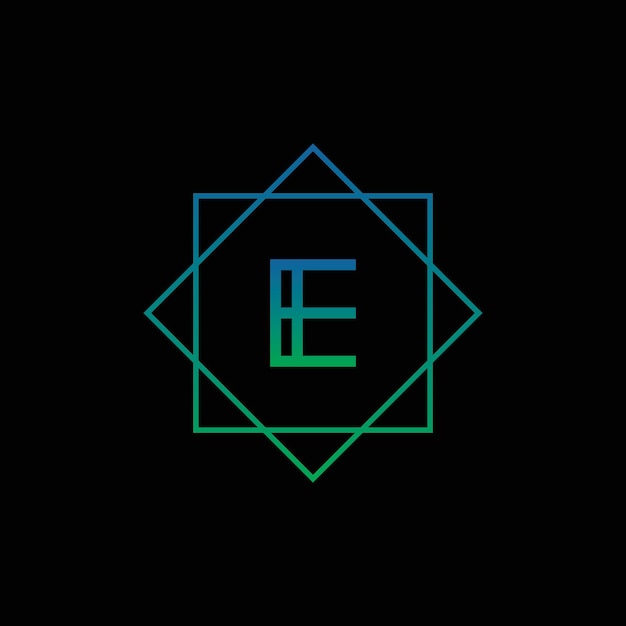 Letra E Logo Carta Diseño Vector sobre fondo negro