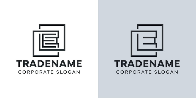 Letra E moderna con logotipo de doble cuadrado para negocios con la inicial E
