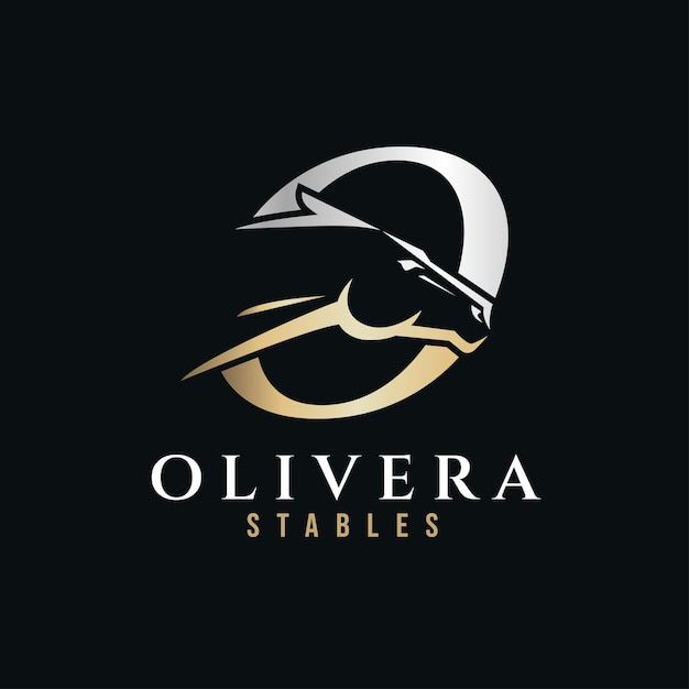 Vector letra elegante o monograma oro plata logotipo del caballo letra o logotipo del caballero logotipo de la cabeza del caballo