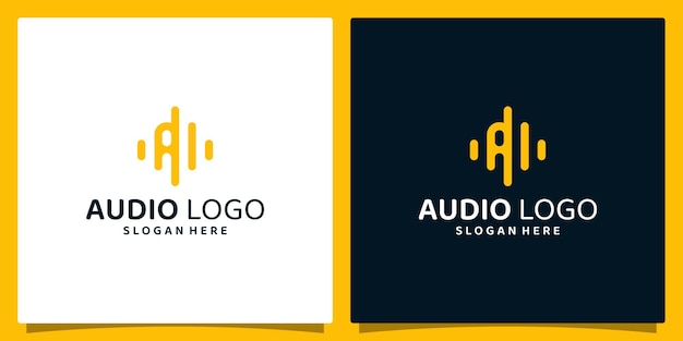 Letra A con elemento de reproductor de música Pulse Plantilla de logotipo ecualizador de música electrónica tienda dj club nocturno discoteca Concepto de logotipo de onda de audio Tecnología multimedia temática Forma abstracta vector