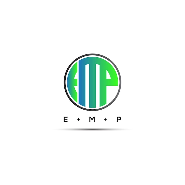 letra EMP icono de diseño de logotipo de forma redonda.