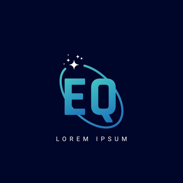 Letra EQ QE con el logotipo del estornino Logotipo de la estrella