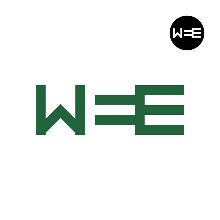 Vector la letra de espacio negativo del logotipo wee