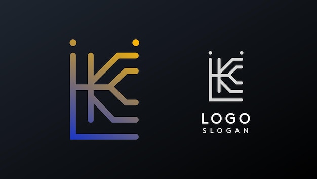La letra estilizada K, la tipografía inspirada en la tecnología, el logotipo, el símbolo único de la civilización extraterrestre, las inscripciones antiguas para el logotipo creativo de la tecnología, las runas nórdicas, el monograma, el logotipo lineal abstracto.