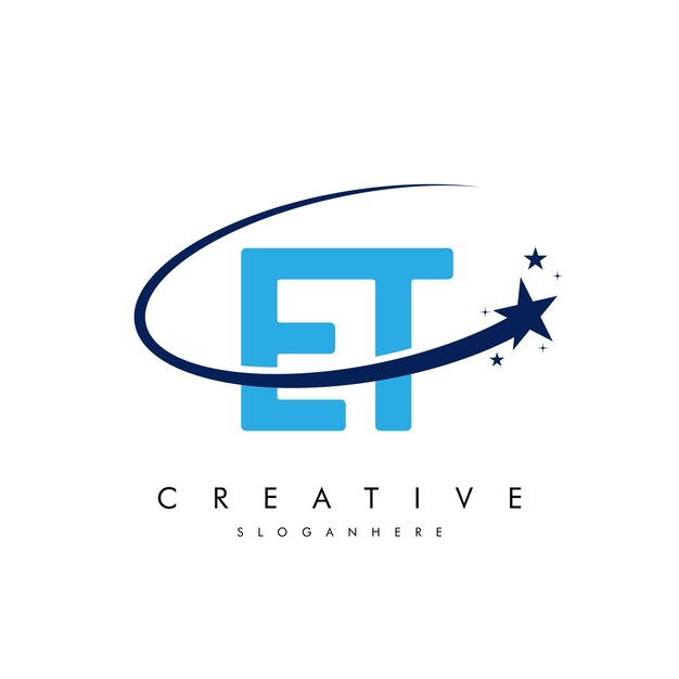 Letra ET TE Estrella Logotipo e icono Diseño de ilustraciones vectoriales de plantilla