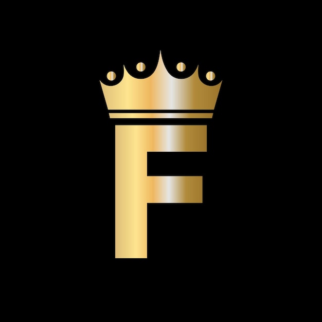 Letra f charity crown diseño de logotipo con plantilla de vector de símbolo de unidad