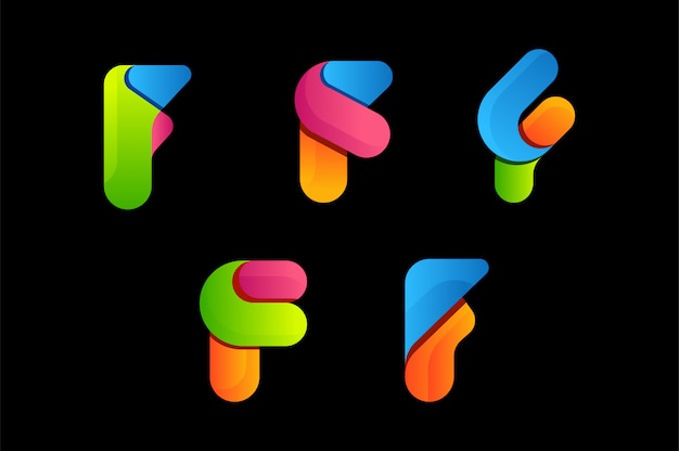 Letra f colorido vector logo