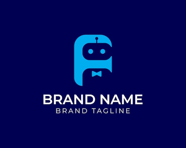 Letra F Combinación del logotipo del robot Letra F con un diseño de plantilla de tecnología de robot Diseño de asistente de robot