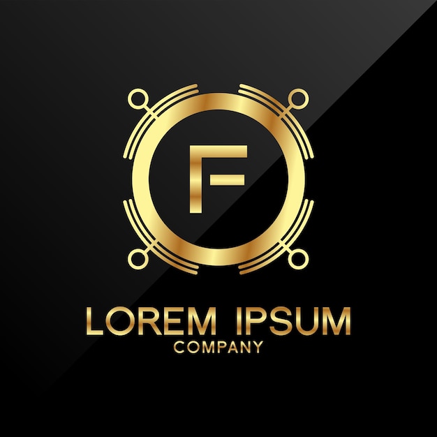 Letra F Corona Golden Premium Logo Design