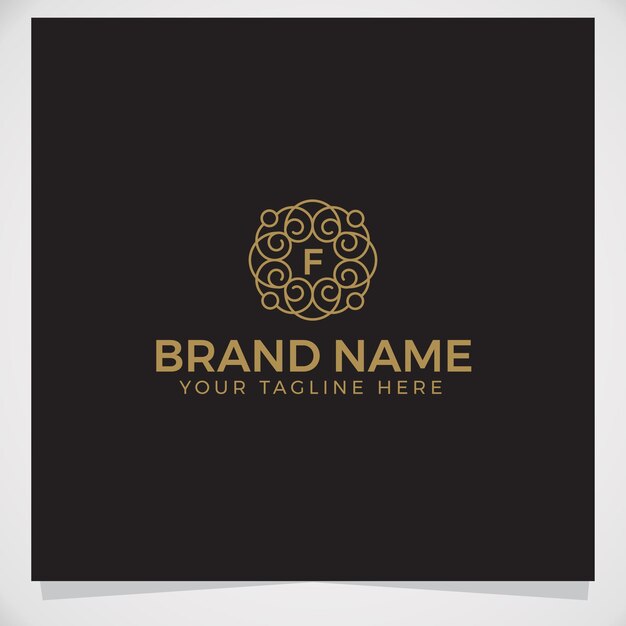 Letra F dentro de la plantilla de logotipo de marco floral