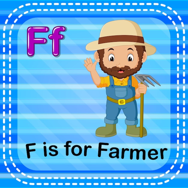 La letra F de la Flashcard es para el agricultor