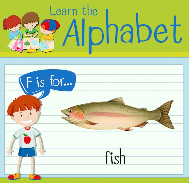 La letra f de la flashcard es para peces