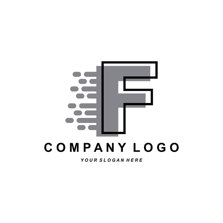 Letra F logo empresa marca iniciales diseño pegatina serigrafía vector ilustración