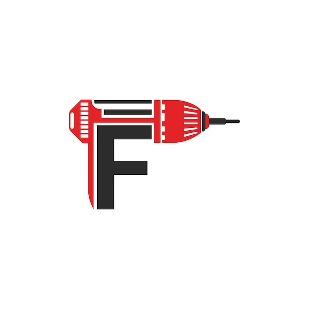 Letra F Con logotipo de perforación icono vectorial ilustración de logotipos para herramientas perforación bits perforación máquina