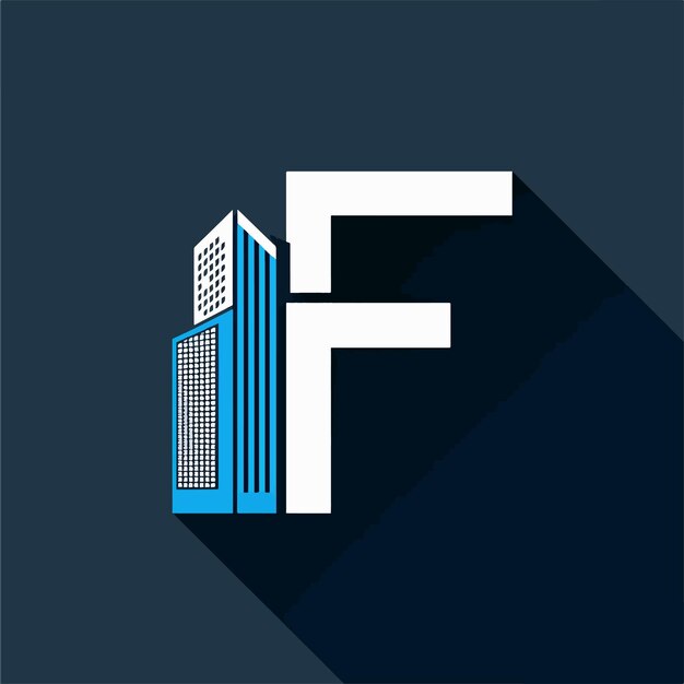 y la letra F del vector del logotipo conjunto plano de construcción de la colección