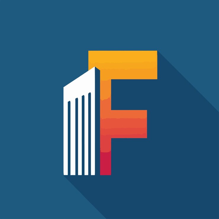 Vector y la letra f del vector del logotipo conjunto plano de construcción de la colección