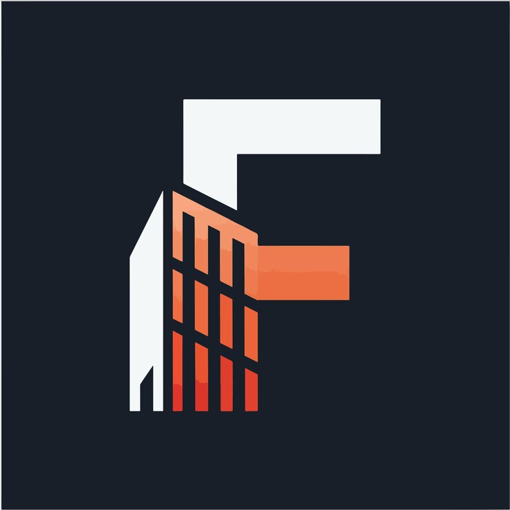 Vector y la letra f del vector del logotipo conjunto plano de construcción de la colección