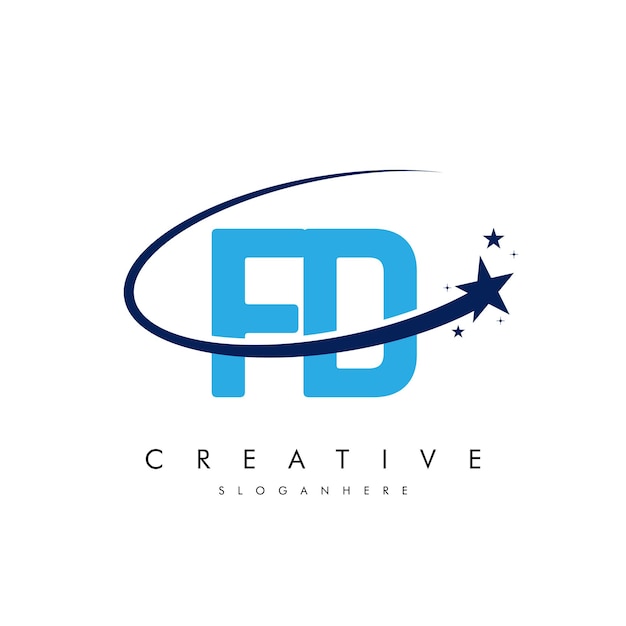 Letra FD DF Estrella Logotipo e icono Diseño de ilustraciones vectoriales de plantilla