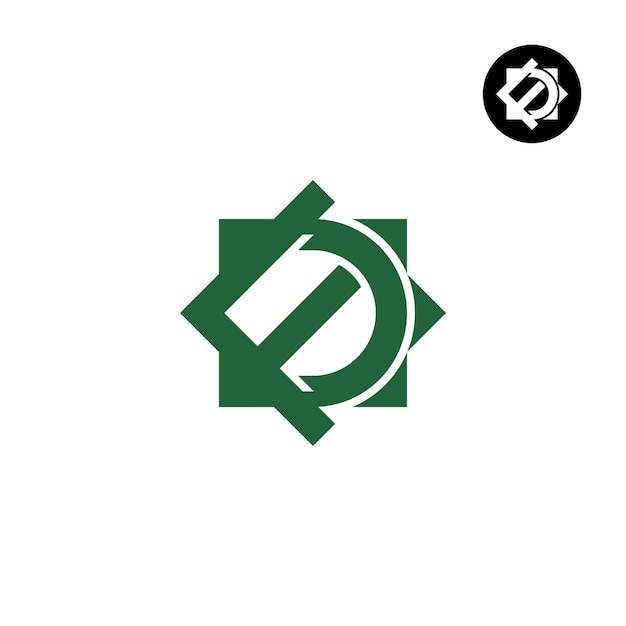 Letra FD DF Estrella o Sol Monograma Logo Diseño Cuadrado