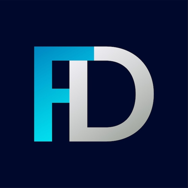 La letra FD es un logotipo colorido en el círculo Vector Ilustración del logotipo