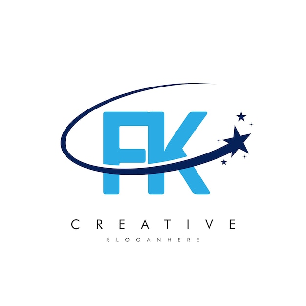 Letra FK KF Estrella Logotipo e icono Diseño de ilustraciones vectoriales de plantilla