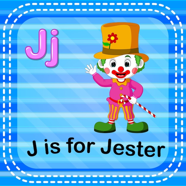 La letra de la flashcard j es para bufón