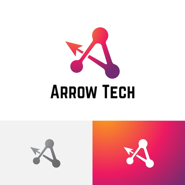 Una letra flecha arco tecnología ciencia simple logotipo moderno