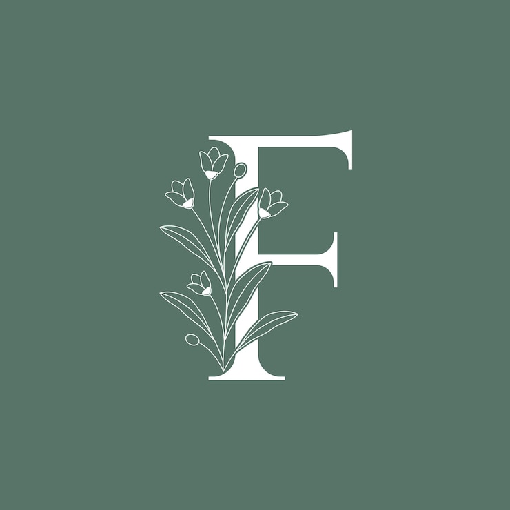 Vector letra floral f fuente floral decoración alfabeto botánico vector de diseño de logotipo