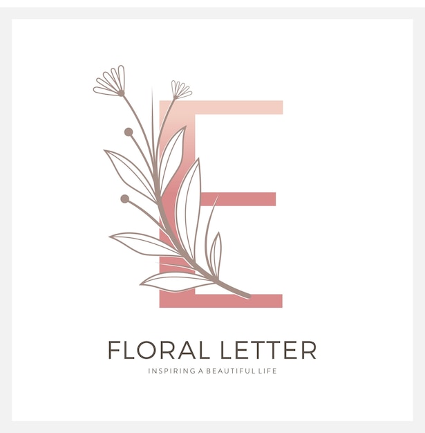 Vector letra floral de la a a la z con diseño de logotipo de lujo.