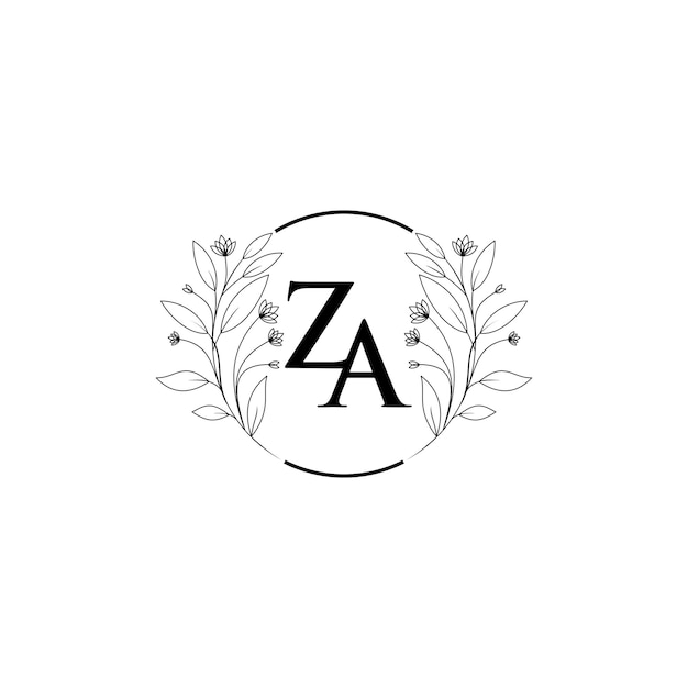 Letra floral ZA logo Icono Alfabeto de lujo fuente diseño inicial aislado