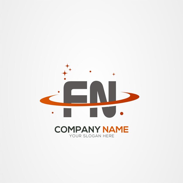 La letra FN NF Diseño del logotipo espacial de Planeta Moderno con elementos vectoriales creativos