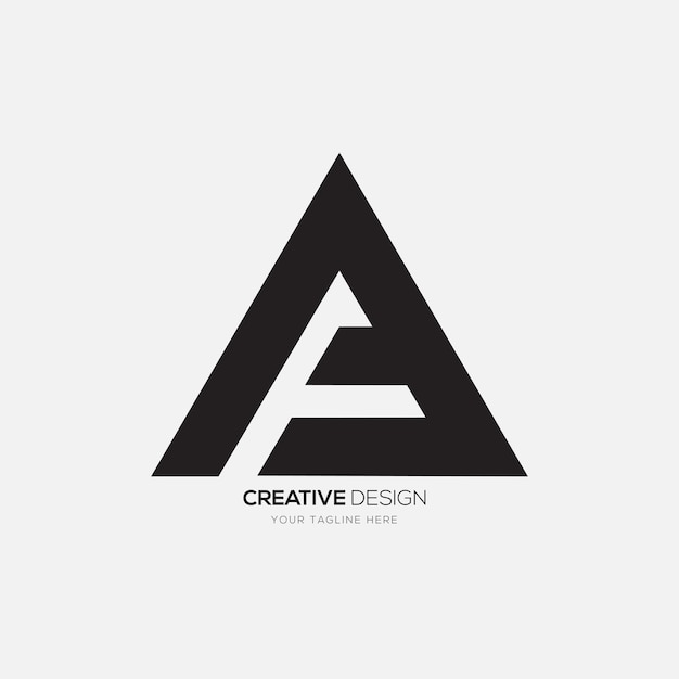 Letra en forma de triángulo Fa o Af espacio negativo inicial concepto de diseño de logotipo abstracto moderno