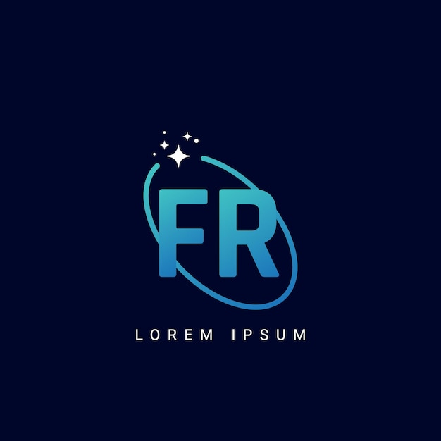 Letra FR RF con el logotipo del estornino Logotipo de la estrella
