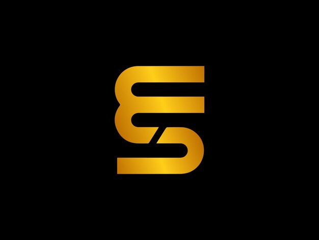 Letra fs de oro sobre un fondo negro