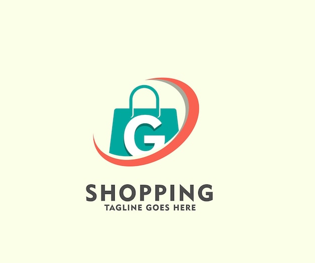 Letra G Bolsa naranja aislada para la plantilla de diseño de logotipo de tienda en línea Diseño de ilustración de icono de vector de logotipo de compras Icono de bolsa de compras para logotipo de empresa de tienda en línea Ilustración de vector de logotipo de tienda en línea